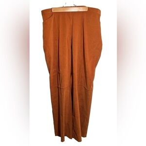 Ashley Stewart Bootcut Pants Rust Orange Seamed Suede 18